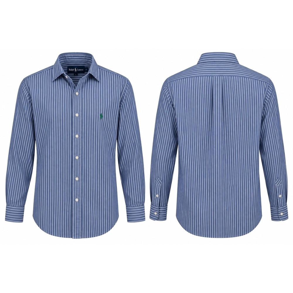 Polo Ralph Lauren Shirt Mens 2XB Blue Green Stripe Custom Fit Big Oxford Preppy‎